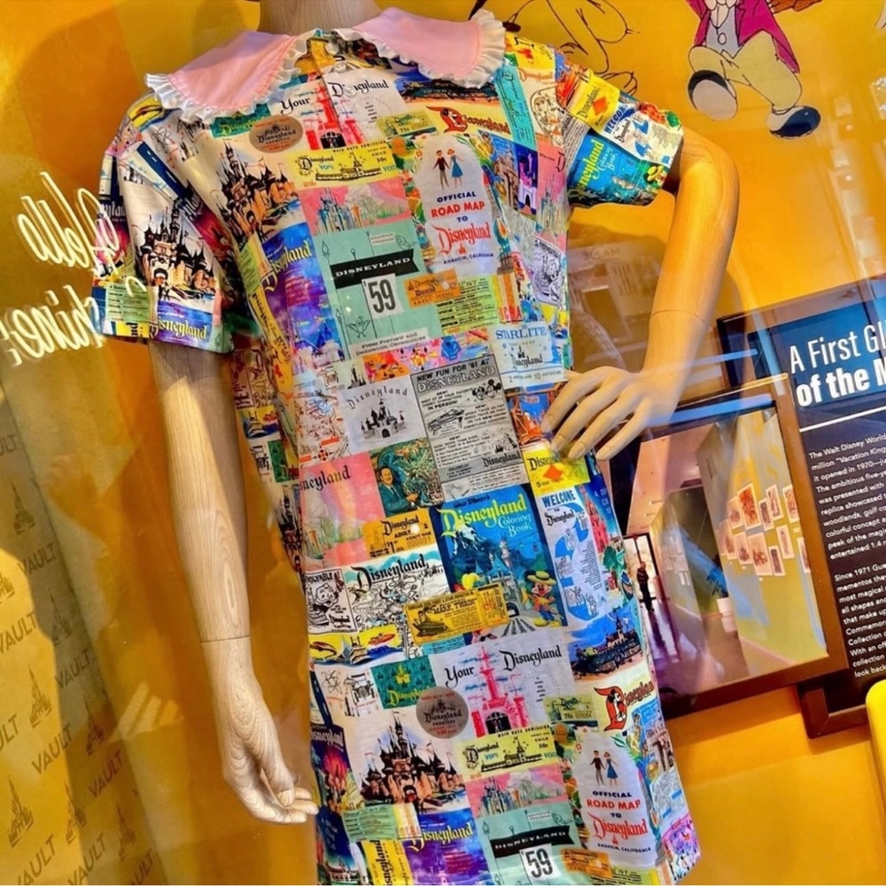 Disney 100 vintage retro Dress with Pink Collar